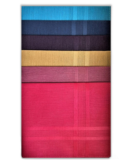 Style Square 100% Cotton Handkerchiefs – Multicolor Bright Set Pack Of 6 (43 x 43 cm)