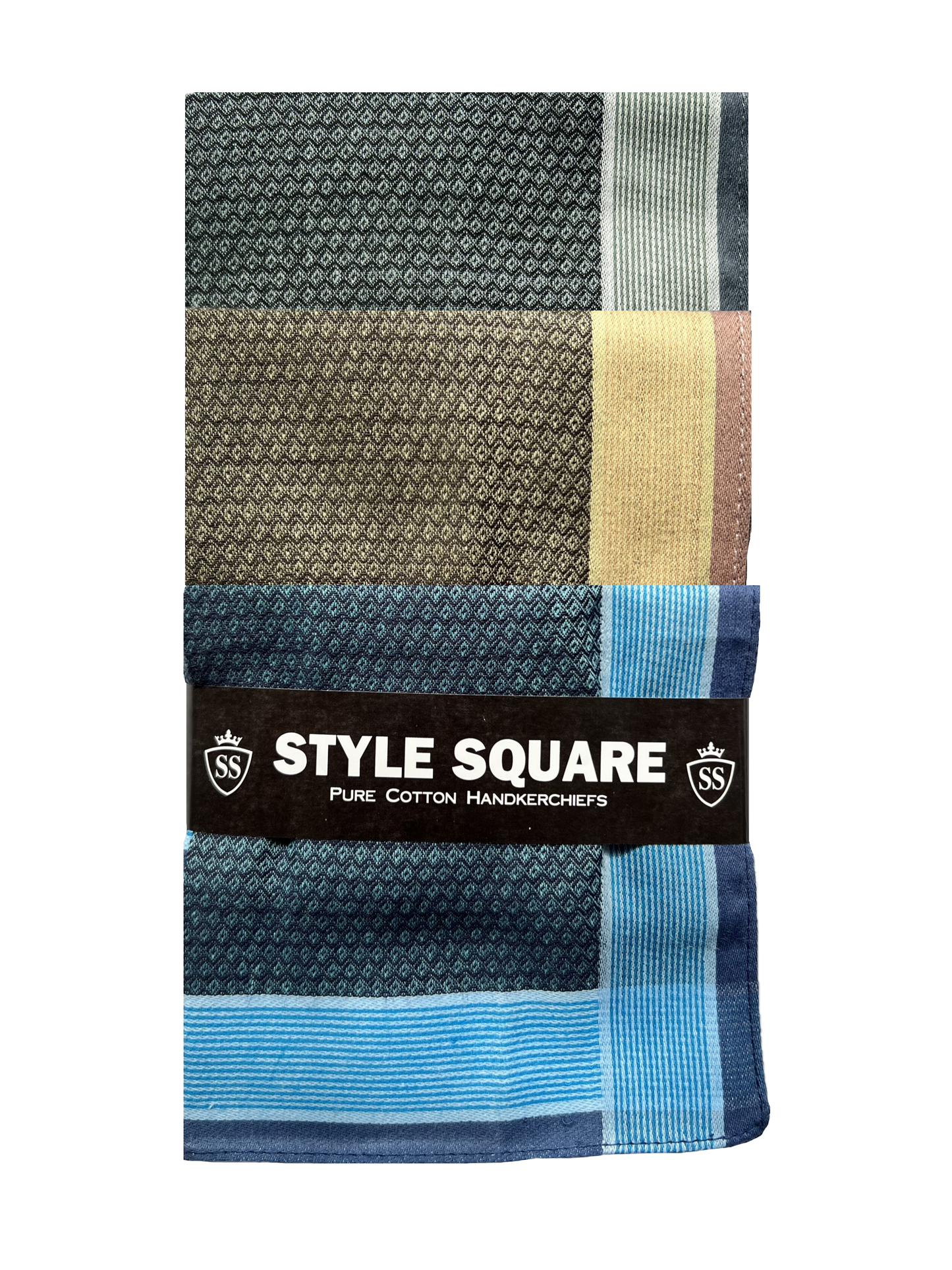 Style Square 100% Cotton Handkerchiefs – Designer Geometric Mix Pack Of 6 (43 x 43 cm)