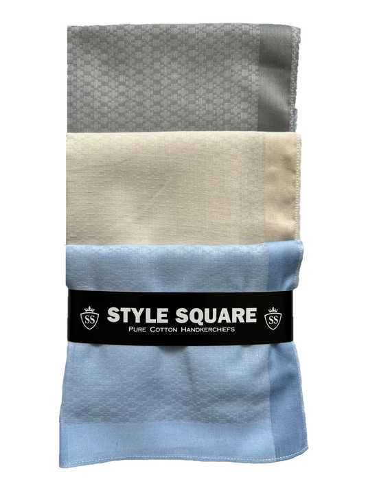 Style Square 100% Cotton Handkerchiefs – Minimalist Neutral Tones Pack Of 6 (43 x 43 cm)