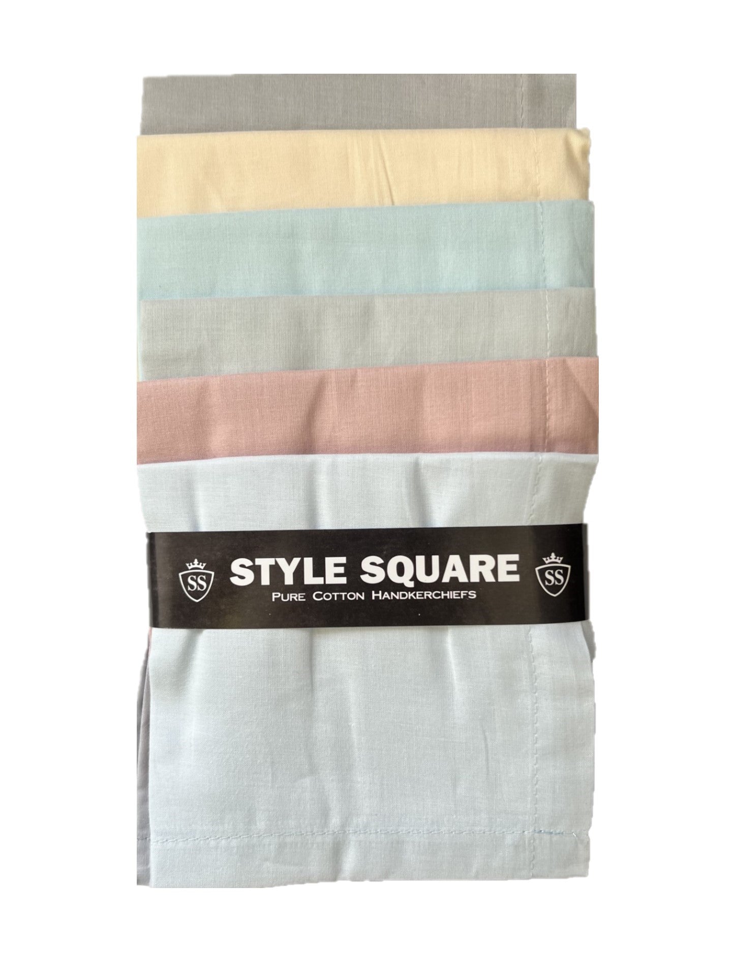 Style Square 100% Cotton Handkerchiefs – Pastel Shades Soft Collection Pack Of 6 (43 x 43 cm)