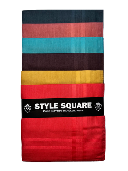 Style Square 100% Cotton Handkerchiefs – Multicolor Bright Set Pack Of 6 (43 x 43 cm)