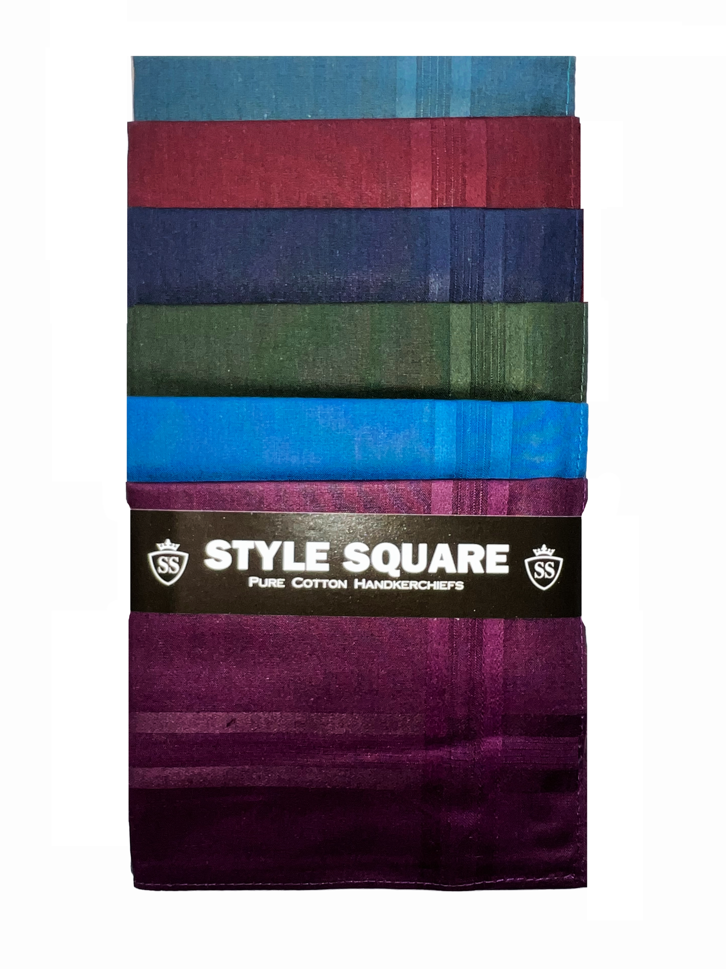 Style Square 100% Cotton Handkerchiefs – Elegant Mixed Colors Set Pack Of 6 (43 x 43 cm)