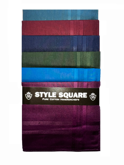 Style Square 100% Cotton Handkerchiefs – Elegant Mixed Colors Set Pack Of 6 (43 x 43 cm)