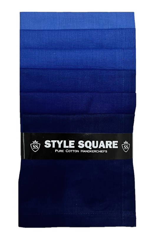 Style Square 100% Cotton Handkerchiefs – Blue Pack Of 6 (40 x 40 cm)