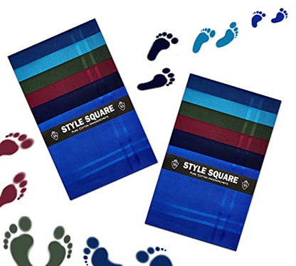 Style Square 100% Cotton Handkerchiefs – Classic Blue & Dark Tones Set Pack Of 6 (43 x 43 cm)