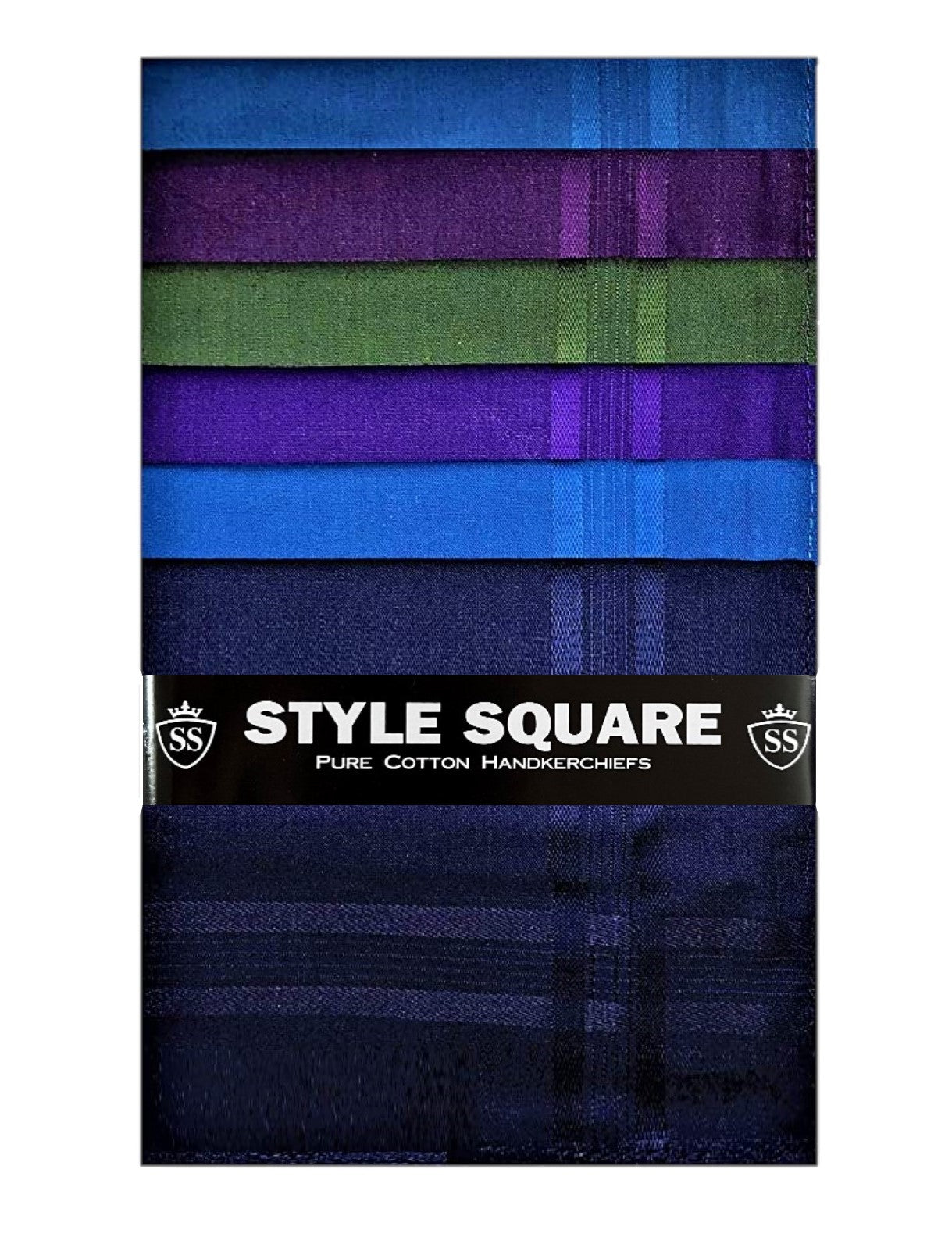 Style Square 100% Cotton Handkerchiefs – Deep Shades & Royal Mix Set Pack Of 6 (43 x 43 cm)