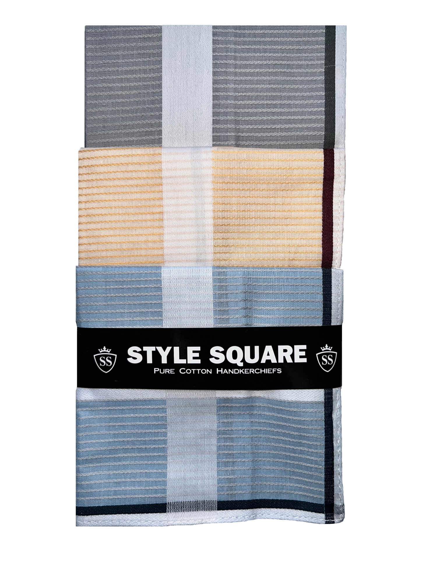 Style Square 100% Cotton Handkerchiefs – Pastel & Grey Classic Mix Pack Of 6 43 x 43 cm)