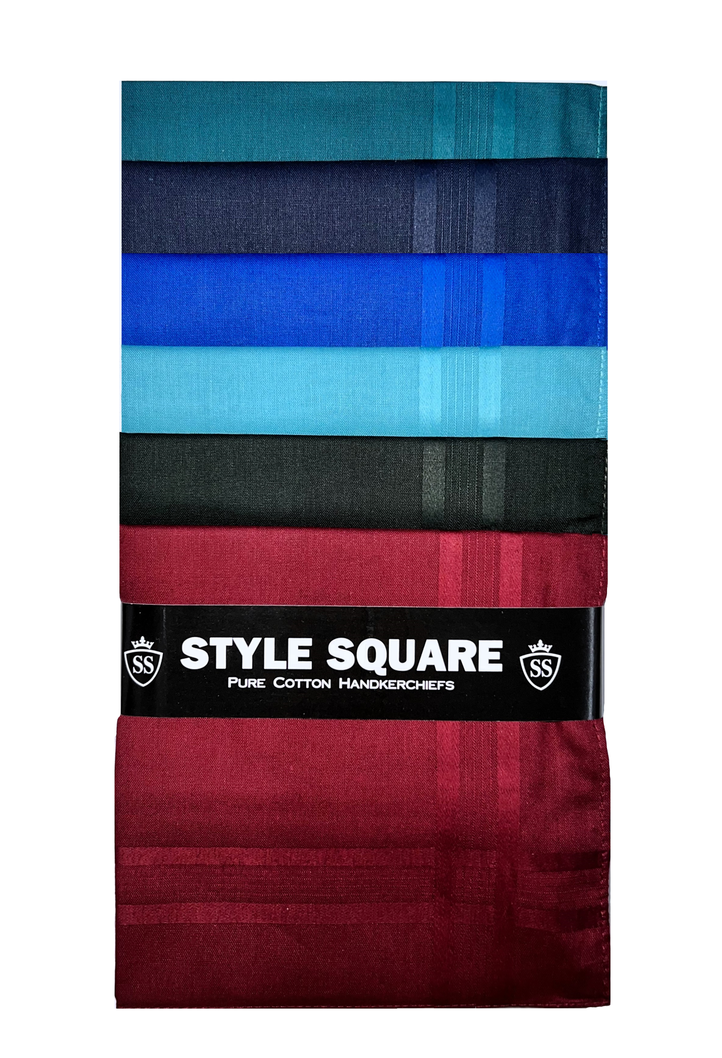 Style Square 100% Cotton Handkerchiefs – Premium Maroon & Blue Mix Pack Of 6 (43 x 43 cm)