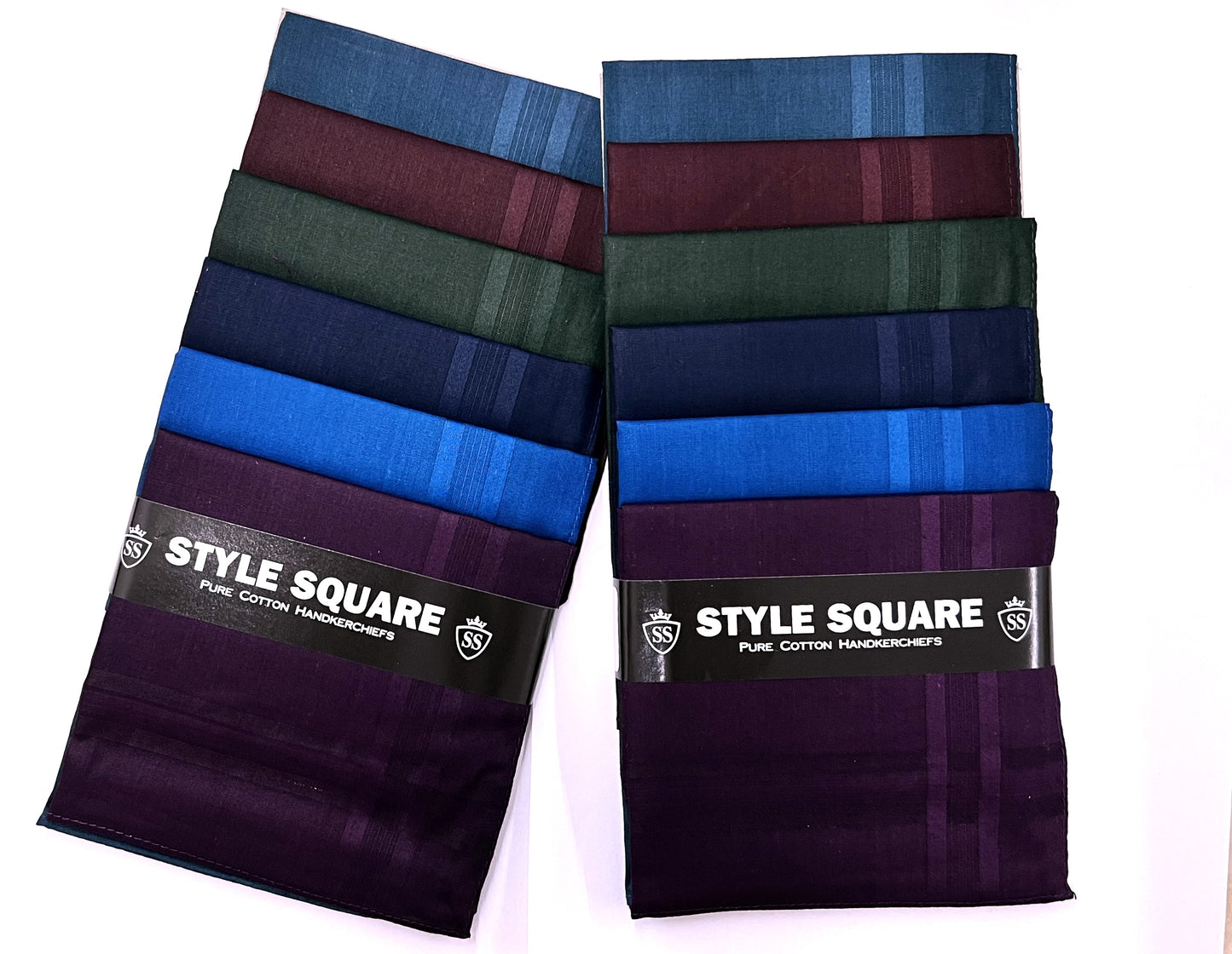 Style Square 100% Cotton Handkerchiefs – Elegant Mixed Colors Set Pack Of 6 (43 x 43 cm)