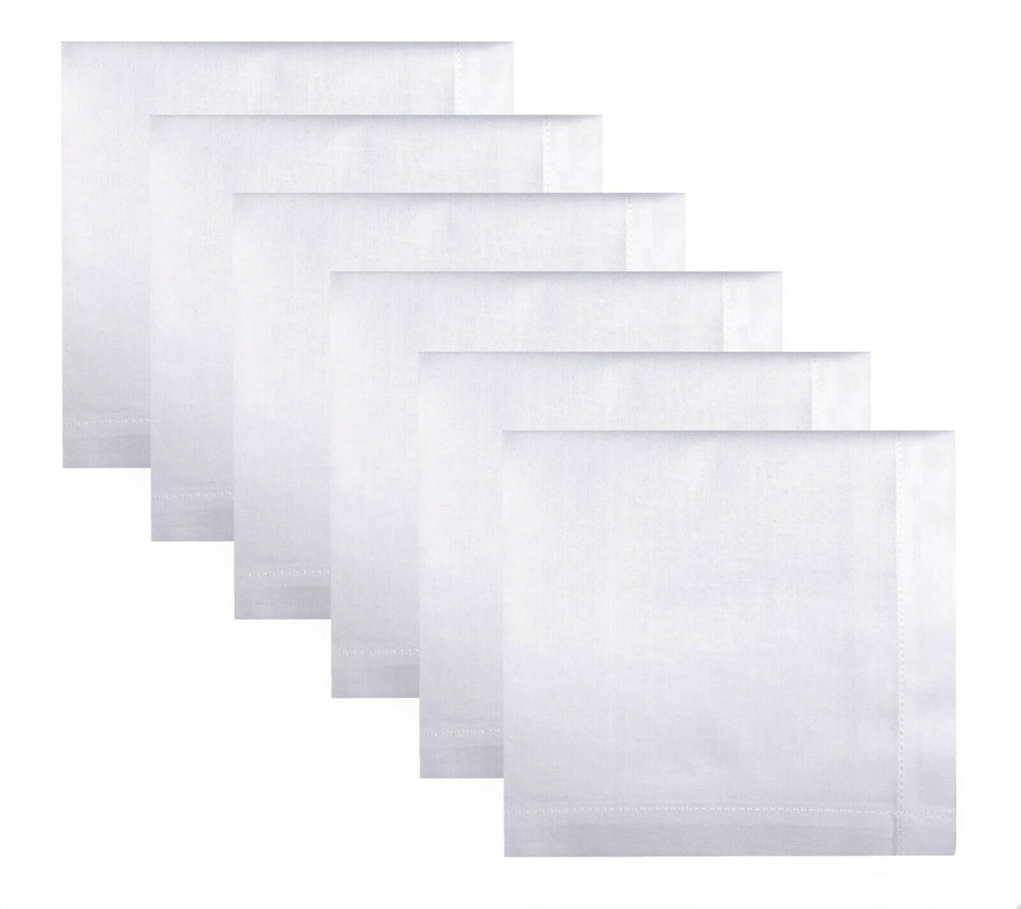 Style Square 100% Cotton Handkerchiefs – King Size White Pack Of 6 (50 x 50 cm)