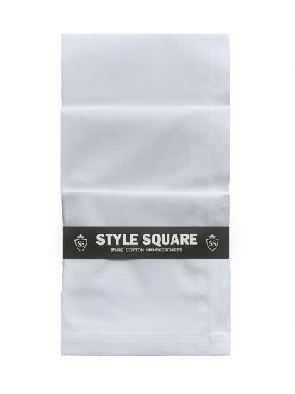 Style Square 100% Cotton Handkerchiefs – King Size White Pack Of 6 (50 x 50 cm)