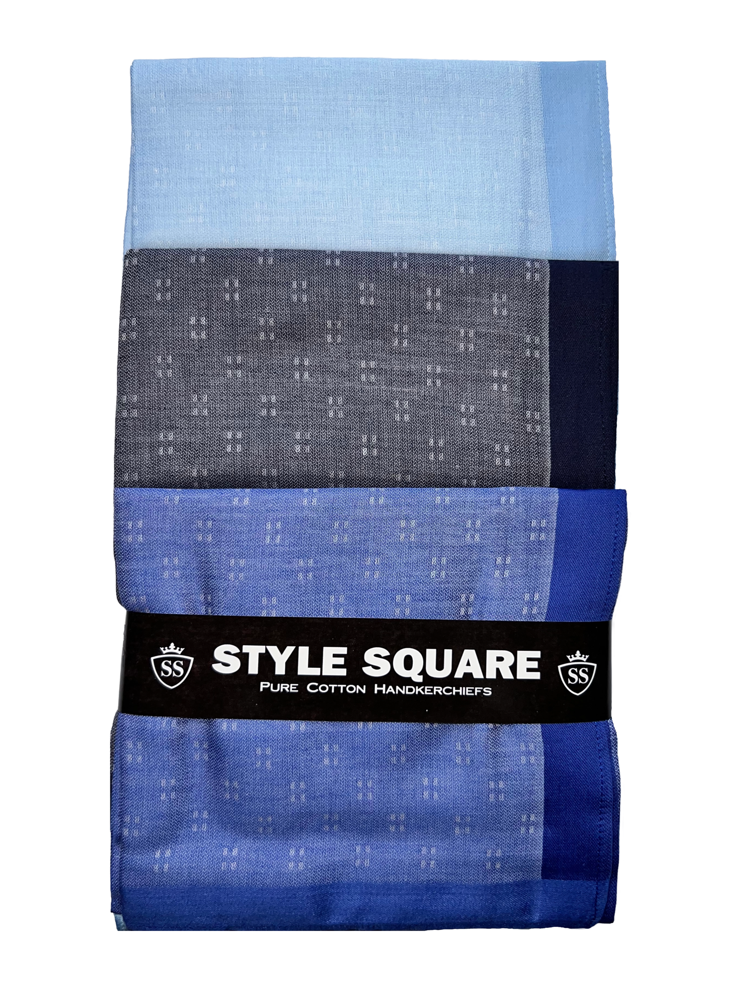 Style Square 100% Cotton Handkerchiefs – Dual Tone Blue Shades Pack Of 6(43 x 43 cm)
