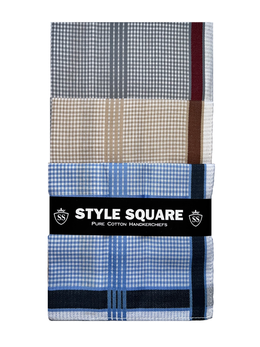 Style Square 100% Cotton Handkerchiefs Pack Of 6 (43 x 43 cm)